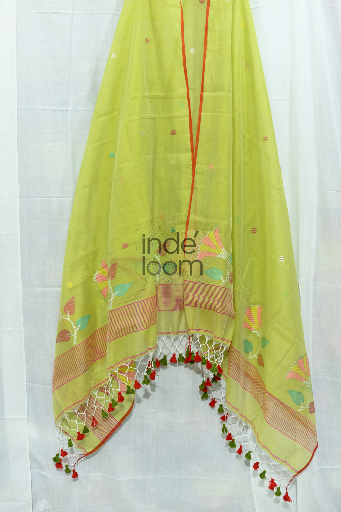 Cotton Jamdani 2 Piece Set Kurti & Dupatta with Pear Green - 141