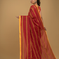 Cherry Red Santipuri cotton s Saree - 012