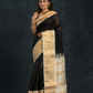 Pure handloom Korvai Saree Rich Black With White Border - 106