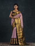 Korvai Saree in Light Blue With Black Golden Pallu - 035