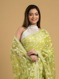 Light Green Cotton Silk Jamdani Saree - 032