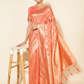 Chanderi Silk Floral Saree in Peach Pink (Precision Looms) -010