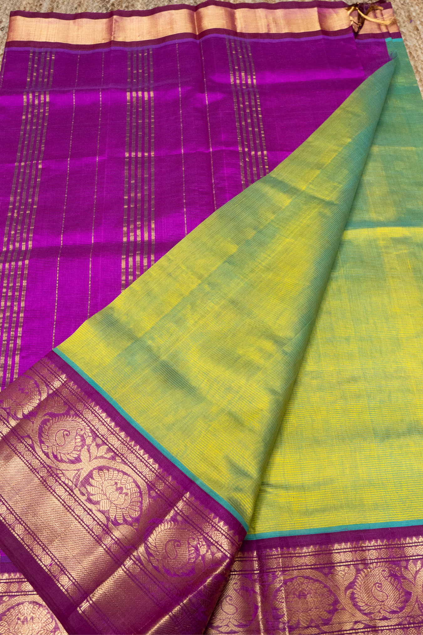 Mint Green with Golden Border  Koravi Saree -011