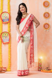 Dewali Saree with Red Embroidery Border -038