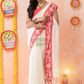 Dewali Saree with Red Embroidery Border -038