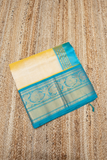 Light Yellow and Blue Border Korvai Saree -111