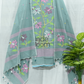 Cotton  Jamdani 2 Piece Set Kurti & Dupatta with Mint Green - Jamdani Kurti - 156