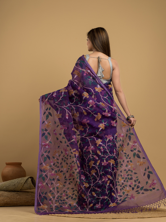 Royal Purple Jamdani Saree - 036