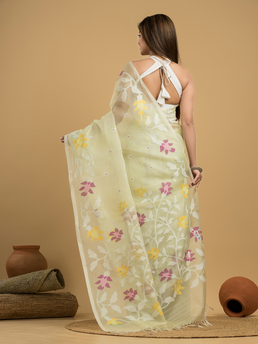 Light Green Jamdani Saree - 043