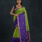 Korvai Saree Parrot Buttas with Paithani Border - Lime Green with Blue border - 143