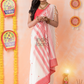 Dewali Saree with Pure White and Red Border-039 - indeloom