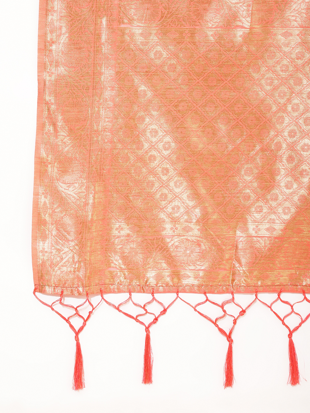 Chanderi Silk Floral Saree in Peach Pink (Precision Looms) -010