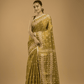 Olive Green Tissue Silk Jamdani Saree - 014