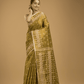 Olive Green Tissue Silk Jamdani Saree - 014