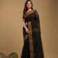 Coal Black Cotton Silk 1000 Butti Jamdani Saree - 034