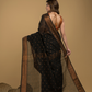 Coal Black Cotton Silk 1000 Butti Jamdani Saree - 034