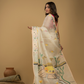 Muslin Jamdani Saree With Linen White - 014