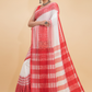 Durga Puja Saree Handloom Cotton in  Red White-013