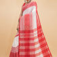 Durga Puja Saree Handloom Cotton in  Red White-013