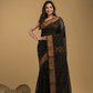 Coal Black Cotton Silk 1000 Butti Jamdani Saree - 034