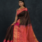 Korvai Saree Lakshadeepam Coal Black with Multishade Pink Border - 146