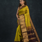 Pure handloom Korvai Saree Neon Yellow With Black Border - 109