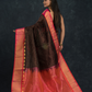 Korvai Saree Lakshadeepam Coal Black with Multishade Pink Border - 146