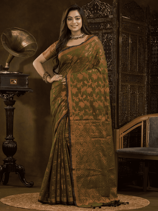 Forest Green Jamdani Saree - 003