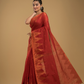 Ruby Red Cotton Silk Jamdani Saree - 015