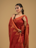 Ruby Red Cotton Silk Jamdani Saree - 015