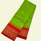 Leaf Green Silk Dotted Design with Silky Red Pallu and Border Kanjivaram Saree-031