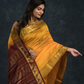 Korvai Saree Classic Golden Yellow with Olive green border and Brown pallu - 145