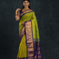 Pure handloom Korvai Saree with grand buttas Lime Green With Golden Blue Border - 116