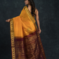 Korvai Saree Classic Golden Yellow with Olive green border and Brown pallu - 145