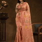 Chanderi Silk Ethnic Motifs Saree In Rose Pink (Precision Looms) - 008