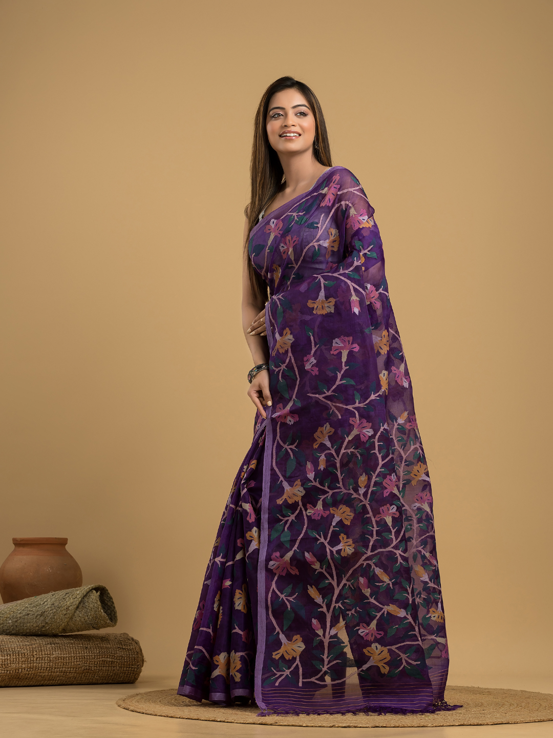 Royal Purple Jamdani Saree - 036