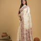 Linen White Tussar Silk Jamdani Saree - 044