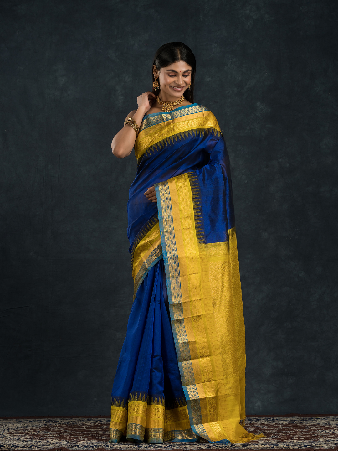 Pure handloom Navy Blue Korvai Saree - 139