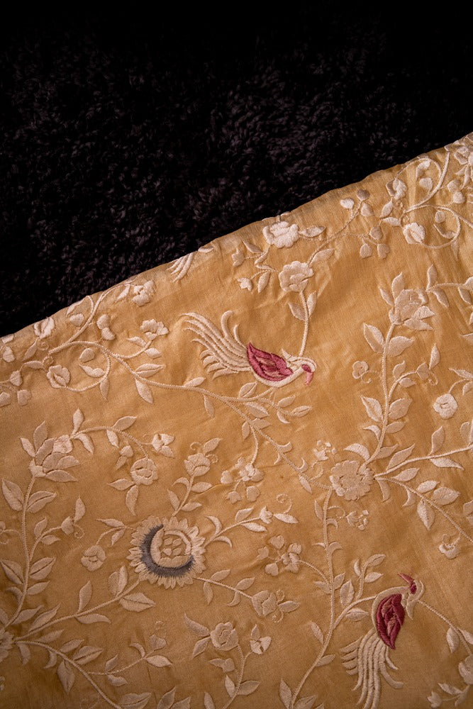 Golden Orange Embroidery Saree-004