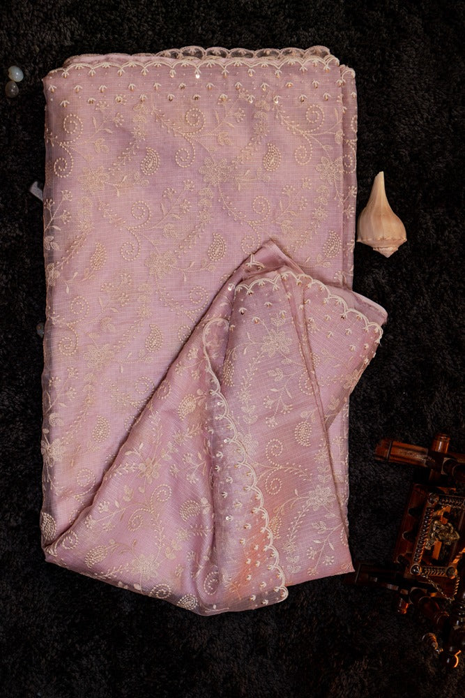 Rough Pink Embroidery Saree-006