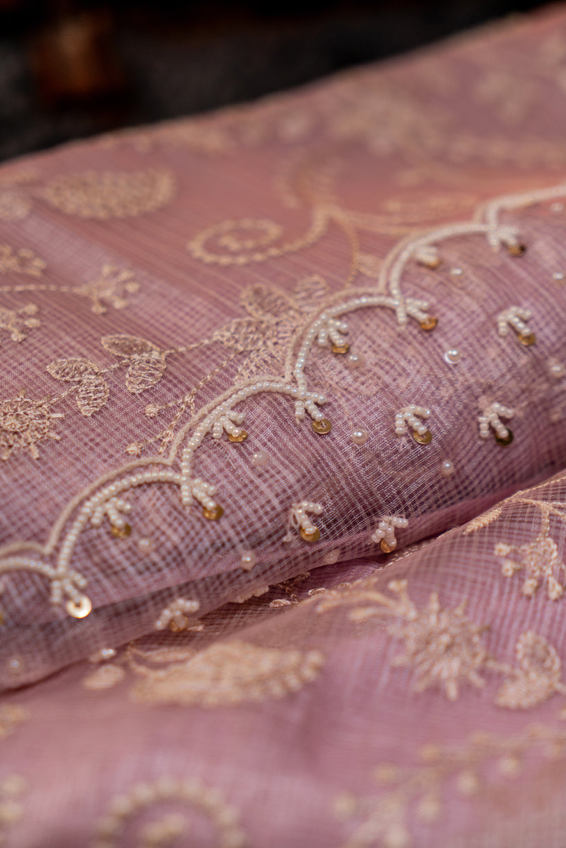 Rough Pink Embroidery Saree-006