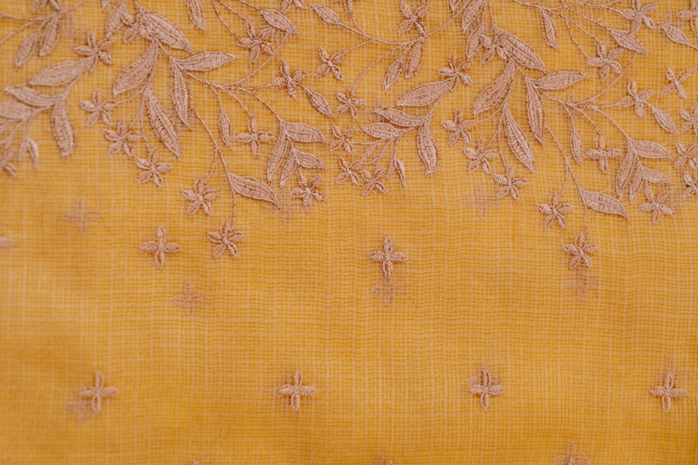 Turmeric Yellow Embroidery Saree-021