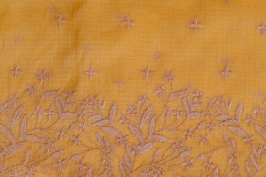 Turmeric Yellow Embroidery Saree-021