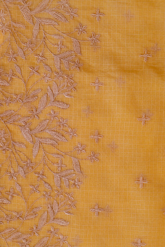 Turmeric Yellow Embroidery Saree-021