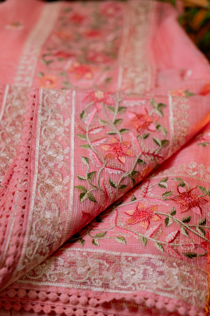 Pink Bloom Embriodery Saree-023