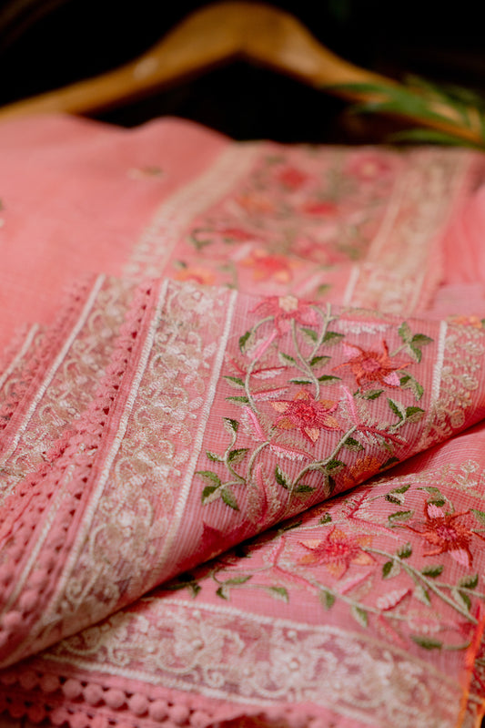 Pink Bloom Embriodery Saree-010