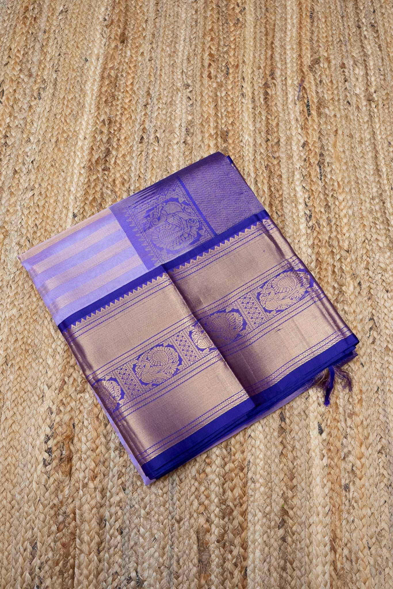 Baby Blue and Plum Purple pallu Korvai Saree - 070