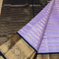 Pure handloom Korvai Silk Cotton Saree in muted Lavender blush and Black with Golden stripes - 035