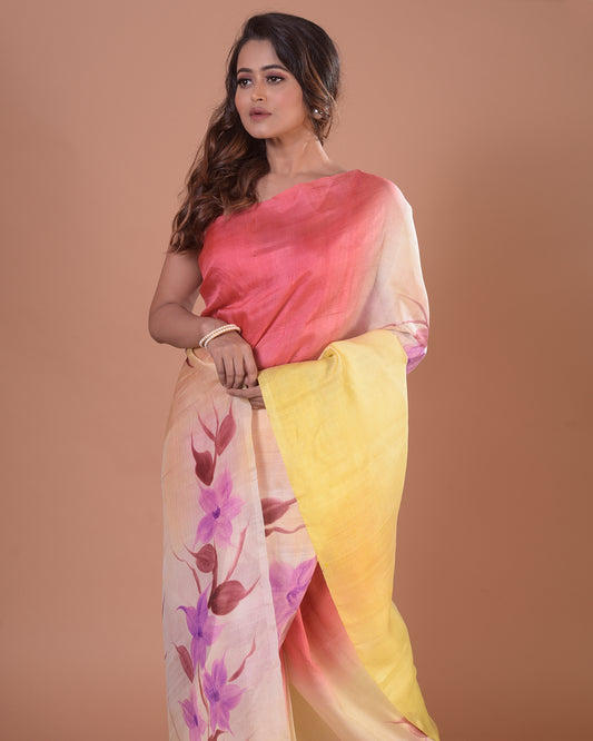 HANDPAINTED MULBERRY HANDLOOM SILK SAREE-021