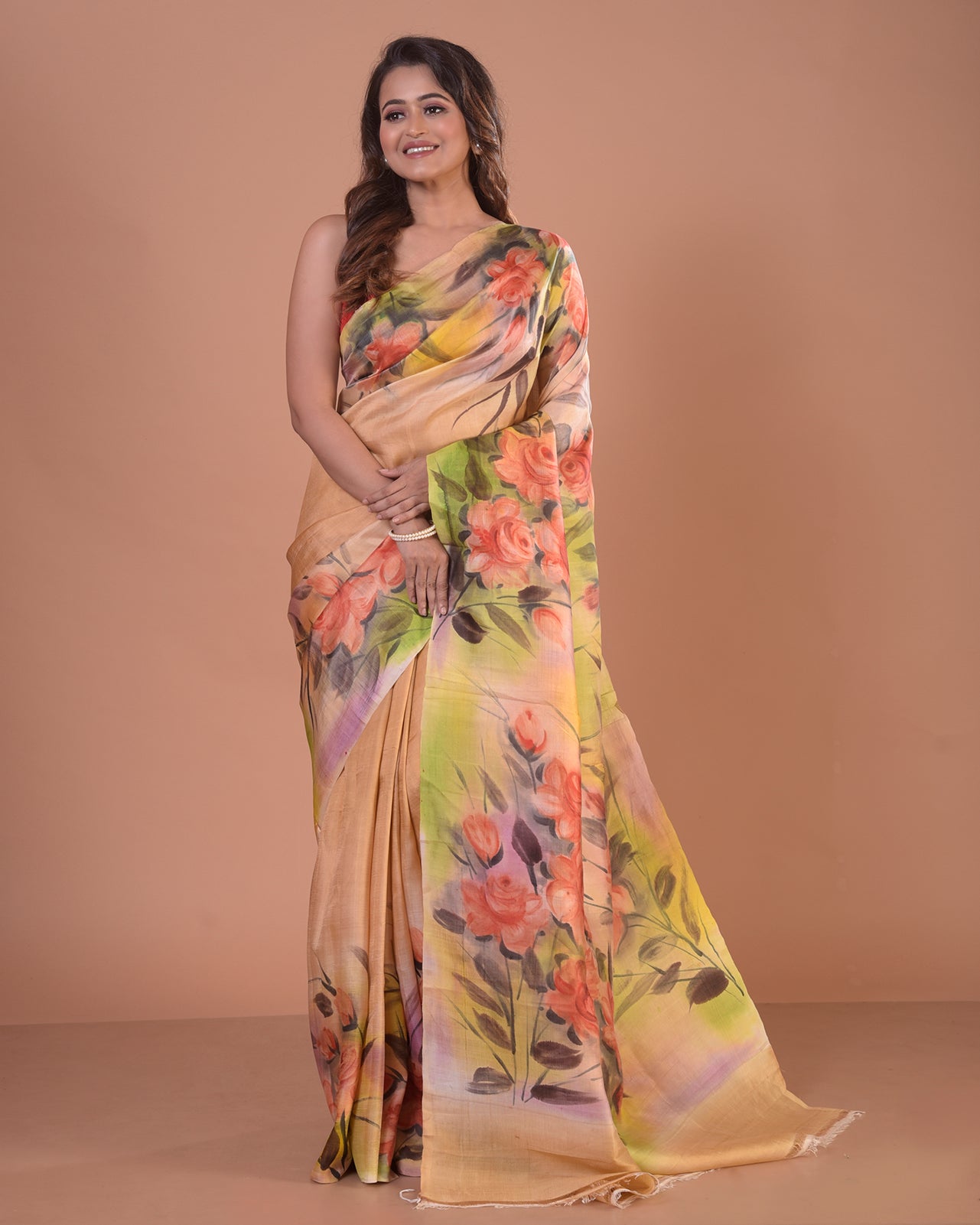 Handpainted Mulberry Handloom Silk Saree-023